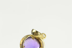 14K Oval Amethyst Bezel Vintage Statement Charm/Pendant Yellow Gold