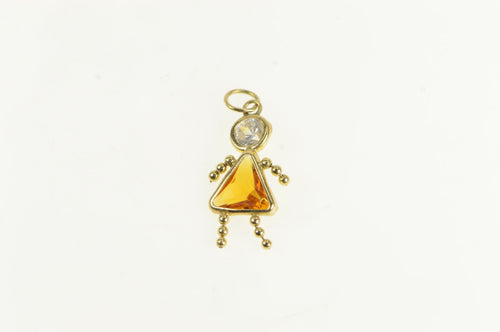 14K Birthstone Baby November Sim. Citrine Charm/Pendant Yellow Gold