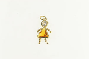 14K Birthstone Baby November Sim. Citrine Charm/Pendant Yellow Gold