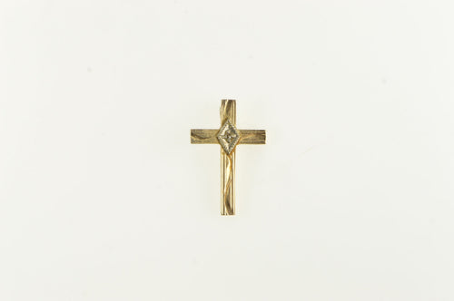 14K Vintage Diamond Cross Christian Faith Charm/Pendant Yellow Gold