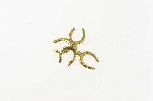 14K Horse Shoe Cluster Good Luck Lucky Charm/Pendant Yellow Gold