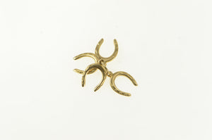 14K Horse Shoe Cluster Good Luck Lucky Charm/Pendant Yellow Gold