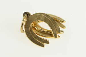 14K Horse Shoe Cluster Good Luck Lucky Charm/Pendant Yellow Gold