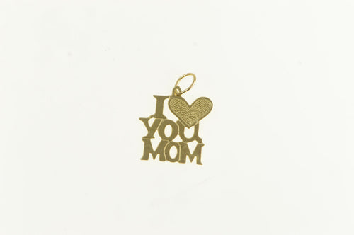 14K I Love You Mom Mother Mother's Day Charm/Pendant Yellow Gold