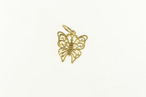 14K Diamond Cut Butterfly Change Symbol Vintage Charm/Pendant Yellow Gold