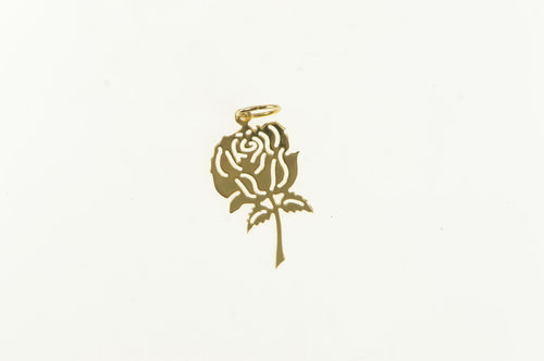 14K Rose Cut Out Flower Anniversary Valentine Charm/Pendant Yellow Gold