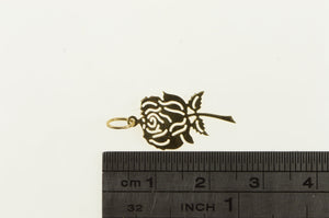 14K Rose Cut Out Flower Anniversary Valentine Charm/Pendant Yellow Gold