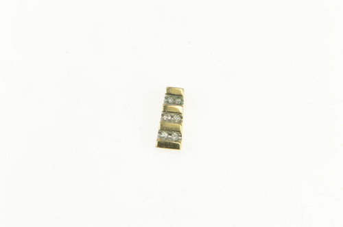 14K Vintage Diamond Squared Tiered Bar Charm/Pendant Yellow Gold