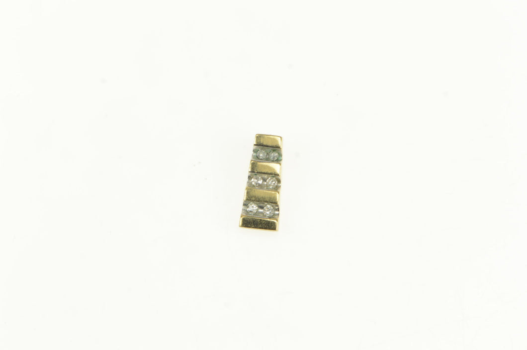 14K Vintage Diamond Squared Tiered Bar Charm/Pendant Yellow Gold