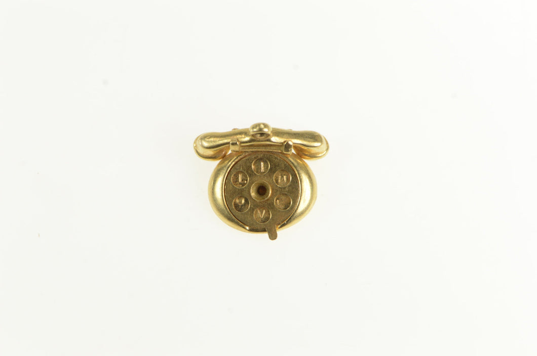 14K 3D Articulated Rotary Dial Love Valentine Charm/Pendant Yellow Gold