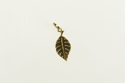 14K Leaf Nature Motif Botanical Plant Lover Charm/Pendant Yellow Gold