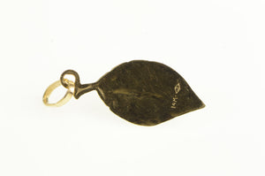 14K Leaf Nature Motif Botanical Plant Lover Charm/Pendant Yellow Gold