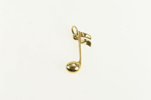 14K Music 16th Sixteenth Note Musician 3D Vintage Charm/Pendant Yellow Gold