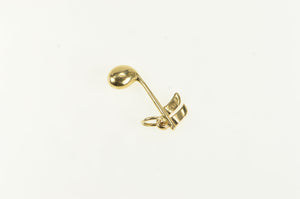 14K Music 16th Sixteenth Note Musician 3D Vintage Charm/Pendant Yellow Gold