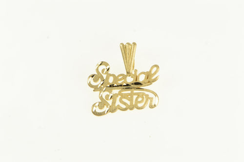 14K Special Sister Sibling Love Word Appreciation Charm/Pendant Yellow Gold