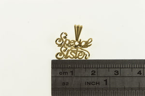 14K Special Sister Sibling Love Word Appreciation Charm/Pendant Yellow Gold