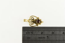 Load image into Gallery viewer, 14K Victorian Garnet Heart Love Valentine Ornate Charm/Pendant Yellow Gold