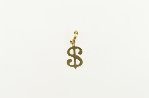14K $ Cash Dollar Sign Money Wealth Symbol Charm/Pendant Yellow Gold