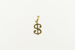14K $ Cash Dollar Sign Money Wealth Symbol Charm/Pendant Yellow Gold