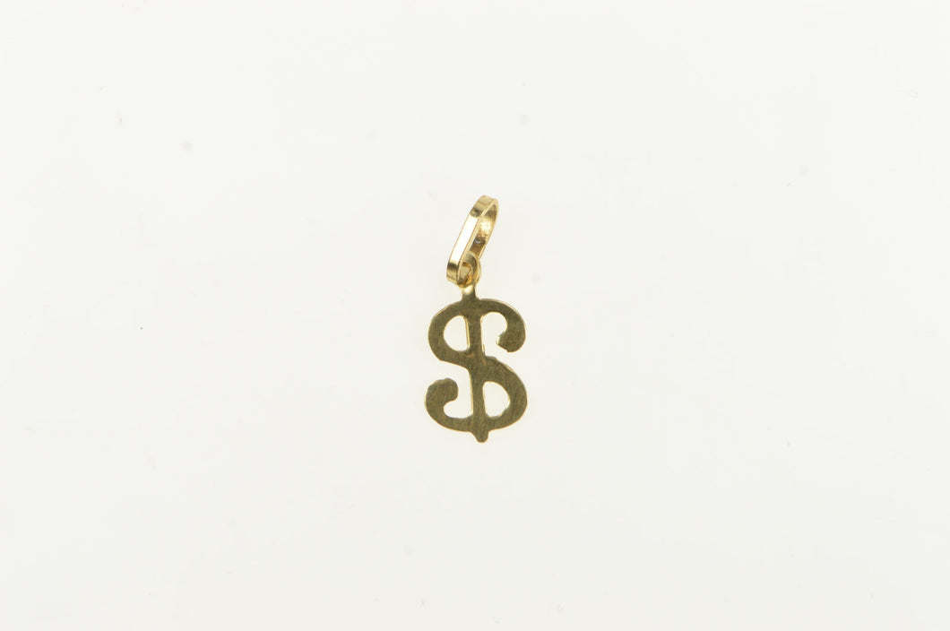 14K $ Cash Dollar Sign Money Wealth Symbol Charm/Pendant Yellow Gold