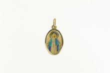 Load image into Gallery viewer, 10K Enamel Virgin Mother Mary Christian Faith Charm/Pendant Yellow Gold