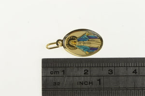 10K Enamel Virgin Mother Mary Christian Faith Charm/Pendant Yellow Gold