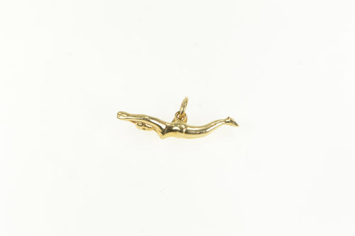 14K Swimmer 3D Diver Lady Gymnastics Charm/Pendant Yellow Gold