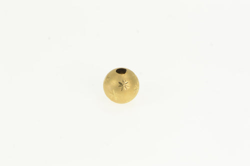 14K Diamond Cut Flower Ball Bead Sphere Charm/Pendant Yellow Gold