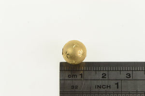 14K Diamond Cut Flower Ball Bead Sphere Charm/Pendant Yellow Gold