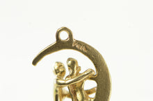 Load image into Gallery viewer, 14K Crescent Moon Lovers Romantic Valentine Kiss Charm/Pendant Yellow Gold