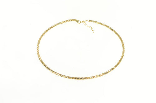 14K 3.3mm Woven Mesh Hollow Chain Link Necklace 16.5-18.25
