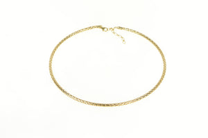 14K 3.3mm Woven Mesh Hollow Chain Link Necklace 16.5-18.25" Yellow Gold