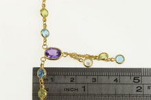 Load image into Gallery viewer, 14K Amethyst Drop Blue Topaz CZ Peridot Chain Necklace 16.75&quot; Yellow Gold