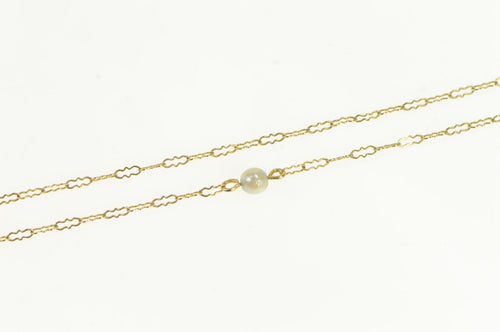 14K 3.2mm Pearl Beaded Scalloped Chain Necklace 16.25