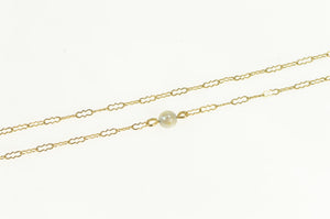 14K 3.2mm Pearl Beaded Scalloped Chain Necklace 16.25" Yellow Gold