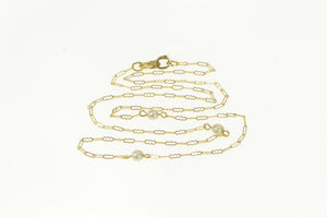 14K 3.2mm Pearl Beaded Scalloped Chain Necklace 16.25" Yellow Gold