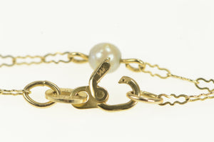 14K 3.2mm Pearl Beaded Scalloped Chain Necklace 16.25" Yellow Gold