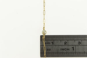 14K 3.2mm Pearl Beaded Scalloped Chain Necklace 16.25" Yellow Gold