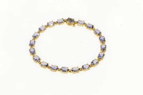 14K Oval Iolite Classic Statement Vintage Tennis Bracelet 7.25