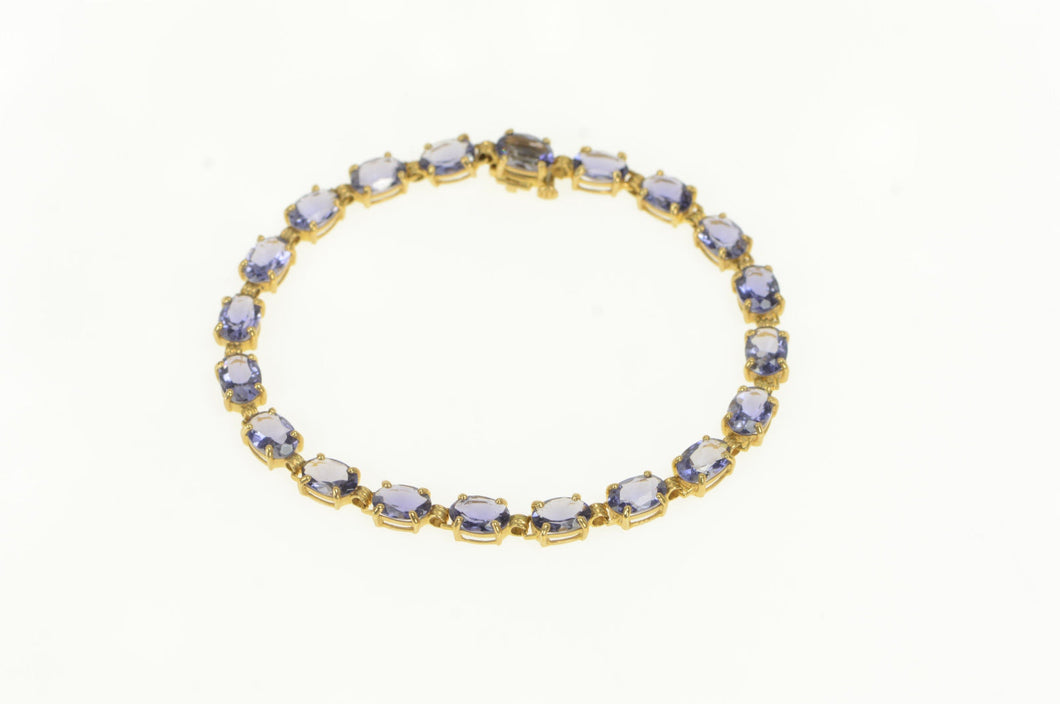 14K Oval Iolite Classic Statement Vintage Tennis Bracelet 7.25