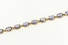 Load image into Gallery viewer, 14K Oval Iolite Classic Statement Vintage Tennis Bracelet 7.25&quot; Yellow Gold
