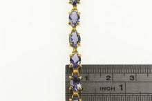 Load image into Gallery viewer, 14K Oval Iolite Classic Statement Vintage Tennis Bracelet 7.25&quot; Yellow Gold