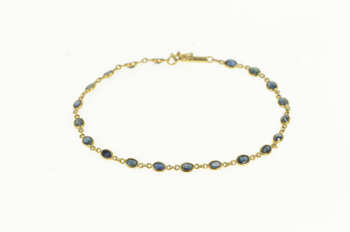 14K Oval Natural Sapphire Classic Vintage Tennis Bracelet 7.75