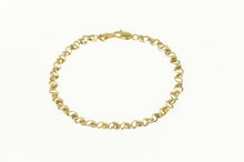 Load image into Gallery viewer, 14K Retro Puffy Heart Link Valentine Chain Bracelet 7&quot; Yellow Gold
