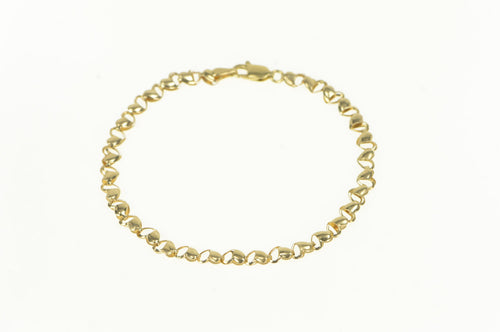 14K Retro Puffy Heart Link Valentine Chain Bracelet 7