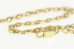 14K Retro Puffy Heart Link Valentine Chain Bracelet 7" Yellow Gold