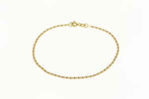 14K Squared Spiral Flat Link Fancy Chain Bracelet 7" Yellow Gold