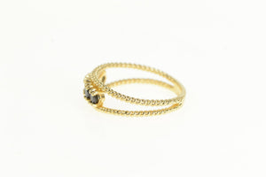 14K Retro Sapphire Rope Pattern Band Statement Ring Yellow Gold