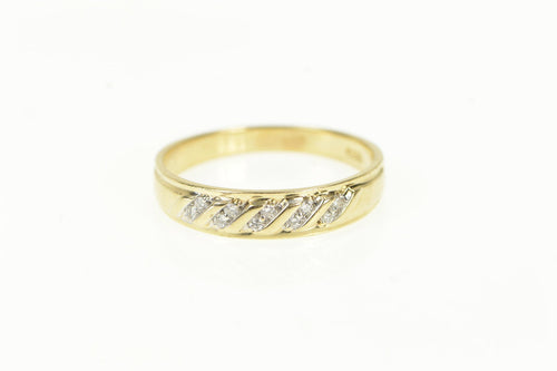 14K Men's Diamond Classic Diamond Wedding Band Ring Yellow Gold
