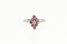 Load image into Gallery viewer, 14K 1950&#39;s Diamond Ruby Halo Squared Cluster Ring White Gold